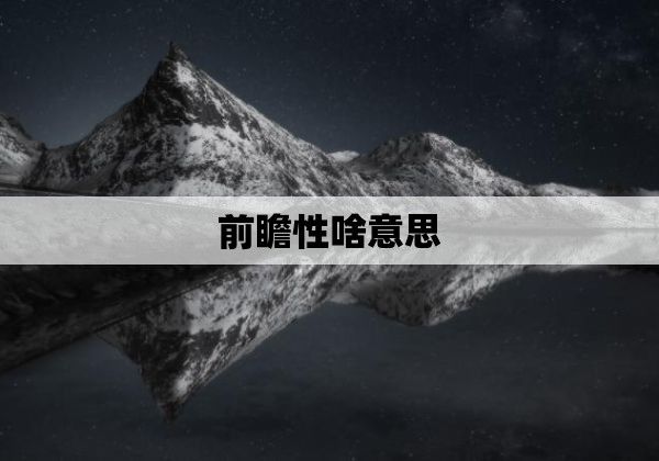 前瞻性啥意思