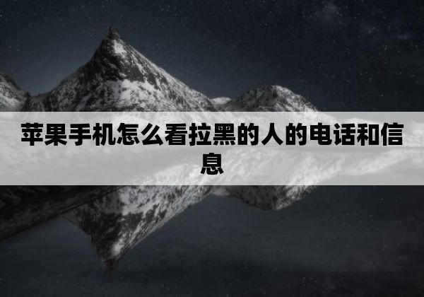 苹果手机怎么看拉黑的人的电话和信息