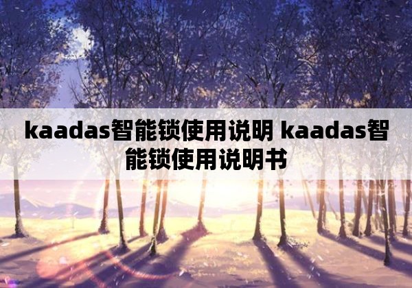 kaadas智能锁使用说明 kaadas智能锁使用说明书