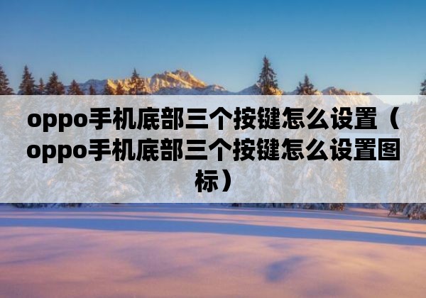 oppo手机底部三个按键怎么设置（oppo手机底部三个按键怎么设置图标）