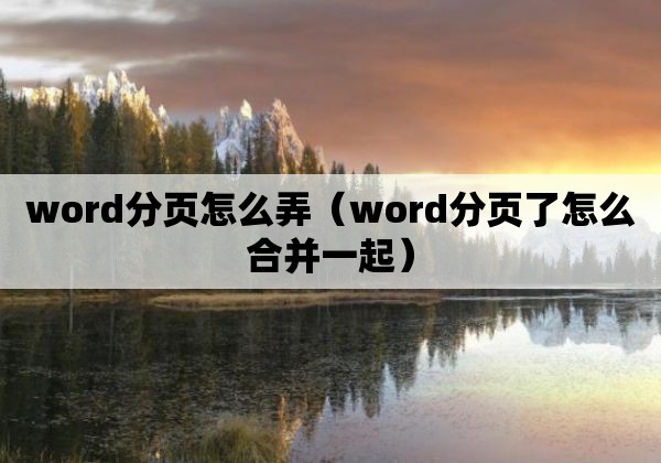 word分页怎么弄（word分页了怎么合并一起）